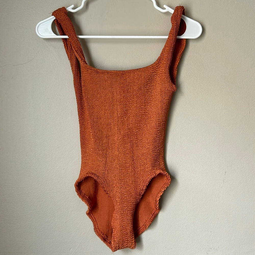 HUNZA G burnt orange stretchy one size fits all one piece
